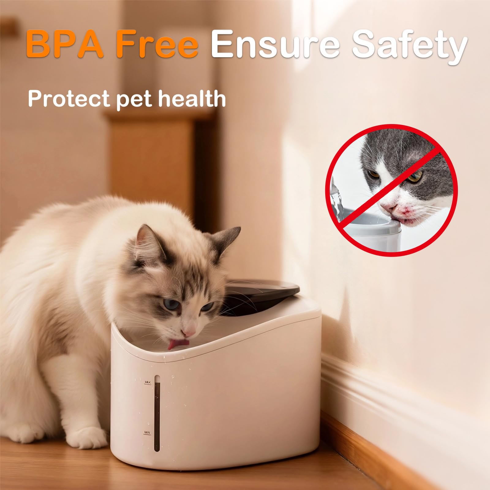 Cat Water Fountain, Smart App Control, BPA-Free Ensure Safety, Cordless & Quiet, Ultra-Long Battery Operated, Cat Fountains for Drinking with Smart Hydration Tracking, Refill  Cleaning Reminder