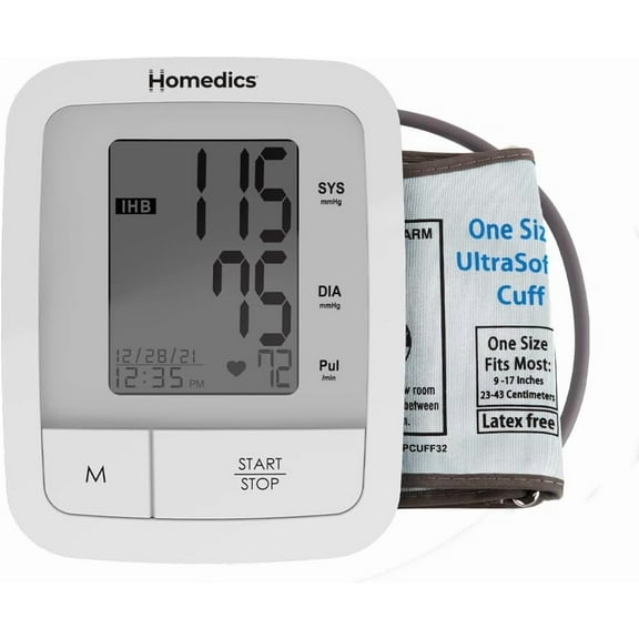 Homedics Automatic Arm Blood Pressure Monitor, Clinically Proven Accurate, Quick and Comfortable Readings, 60 Memories, One-Size Arm Cuff Fits Most, Excessive Body Motion Detector