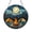 Acrylic 3.5 Inch, variant on Snow Capped Mountain Campfire Scene Glass Suncatcher Round Window Ornament, Cozy Night Camping Landscape Decor Gift
