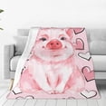thumbnail image 3 of Pink Pig Blanket Cute Pig Throw Blanket for Girl Women Warm Soft Flannel Funny Farm Animal Blanket Gifts for Kids Adults for Couch Sofa Couch Living Room Camping Travel 60"x50"Love Heart Background, 3 of 6