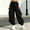 Black2, variant on Crunowin Girls Cargo Pants, Summer Lightweight Elastic Waist Wide Leg Casual Sport Pants Size 11
