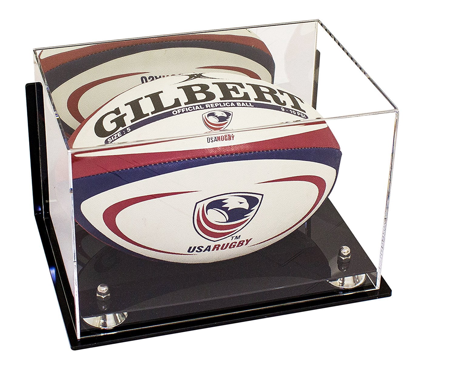 Base Espositore Per Palloni Da Rugby - Colore Bianco (Targa Personalizzabile In Omaggio!)