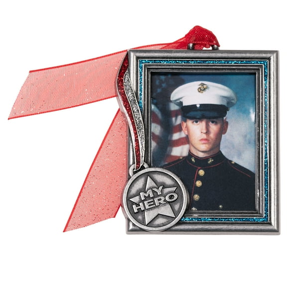 Pewter Metal My Hero Military Picture Photo Frame Ornament