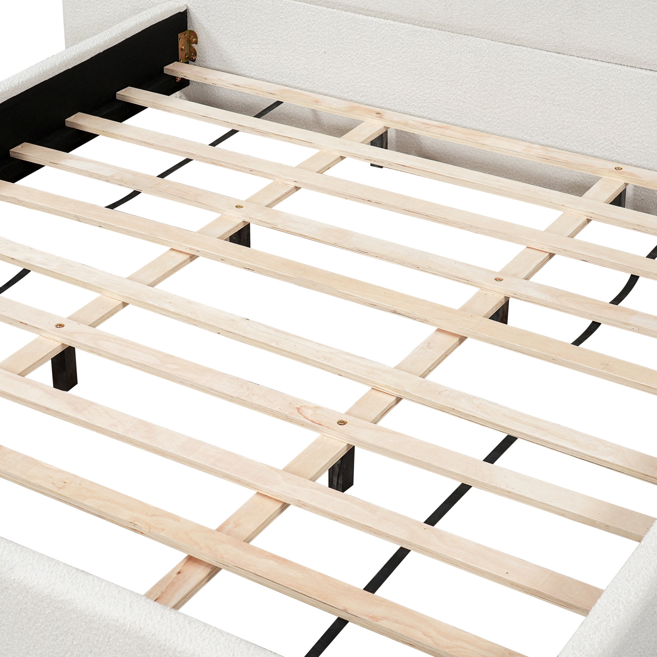 Christopher Knight Home Modern King Upholstered Bed Frame with Wide Curved Headboard, Cream White