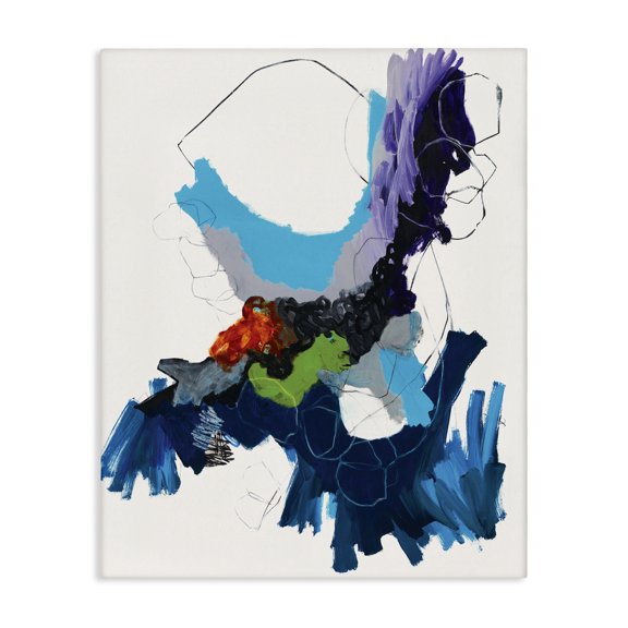 Stupell Industries Modern Modern Pop Abstraction Blue Purple Grey Canvas Art, 24 x 30, by Jeff Iorillo