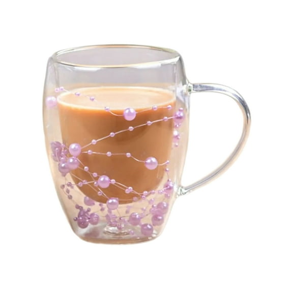 RUISINERY Double Walled Glass Cups 350ML Insulating Coffee Glasses Simple Glasswares Suitable for Ice Cream and Iced Drink