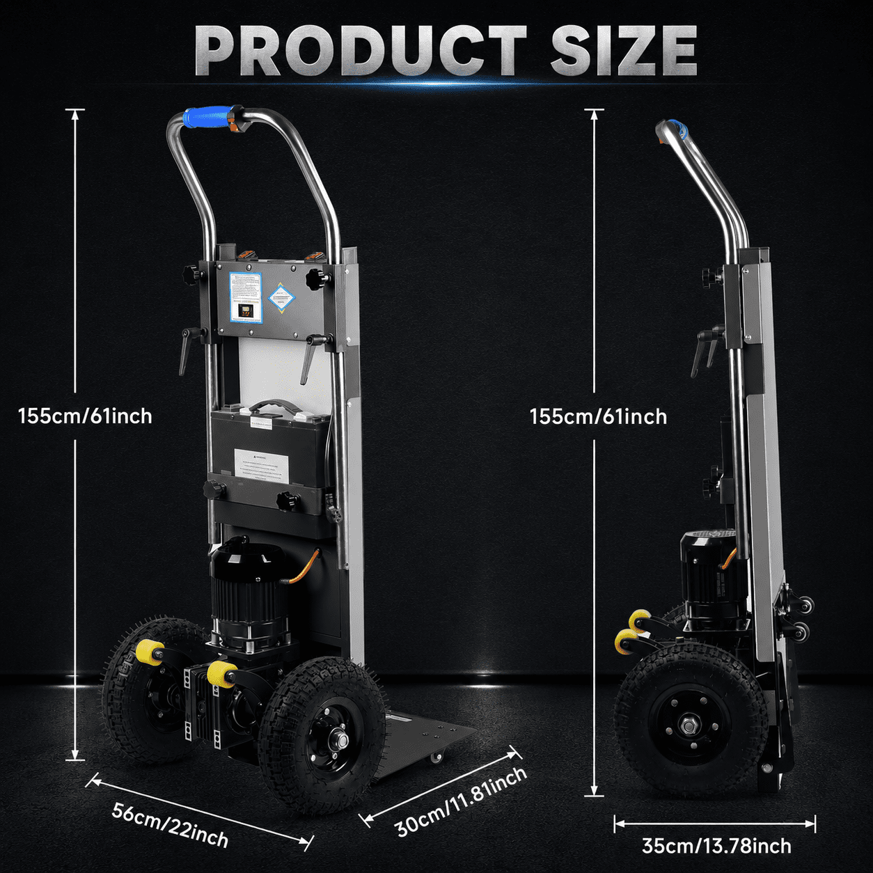 RXFSP 880 lb Capacity Electric Stair Climbing Hand Truck, Heavy Duty Motorized Stair Climber Dolly Cart for Straight & Curved Stairs, Powered Moving Cart for Appliances, Furniture & Heavy Loads