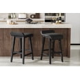 thumbnail image 1 of Modern Farmhouse Counter Height Bar Stools Set – Sturdy Wood Frame, Wide Backless PU Leather Seat, Sturdy, Water Resistant for Kitchen Island, Dining, Patio – Black, Set of 2, 1 of 6