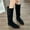 Black, variant on Jsaierl Womens Faux Suede Knee High Boots Side Zipper Flat Low Heel Boot Shoes Pointed Toe Stretch Knee High Pull On Fall Weather Winter Boots
