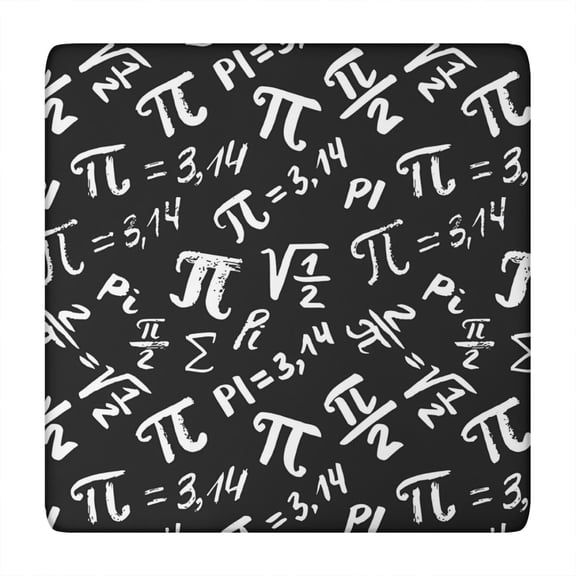 Math Equations Pi Symbols Black Pattern Square Fitted Tablecloth with Elastic Edge,Square Table Cover,Washable Elastic Table Cover for Home Kitchen Party Decor 34"x34"