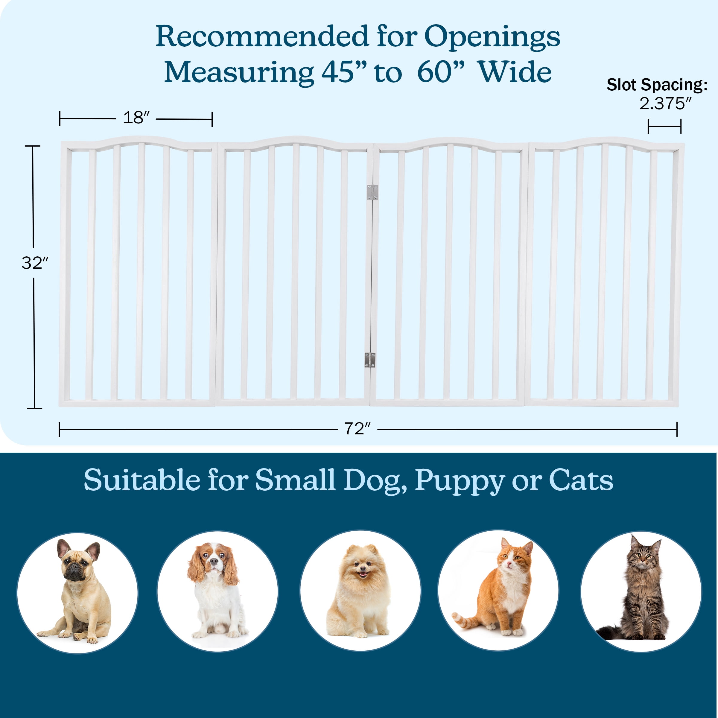 PETMAKER 4-Panel Indoor Foldable Pet Gate for Stairs or Doorways (White)