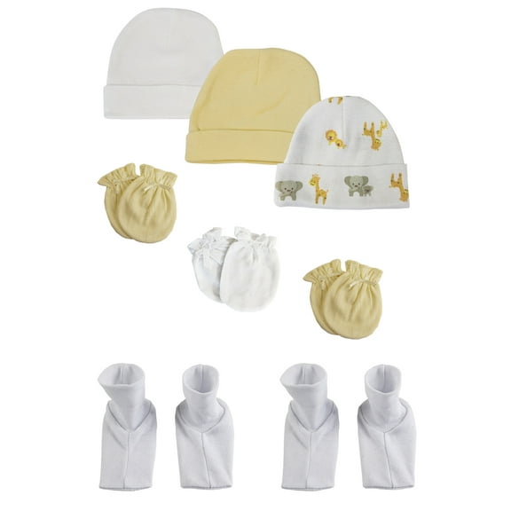 Baby Boy, Baby Girl, Unisex Infant Caps, Booties and Mittens (Pack of 8)
