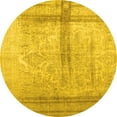 thumbnail image 1 of Ahgly Company Indoor Round Abstract Yellow Contemporary Area Rugs, 3' Round, 1 of 4