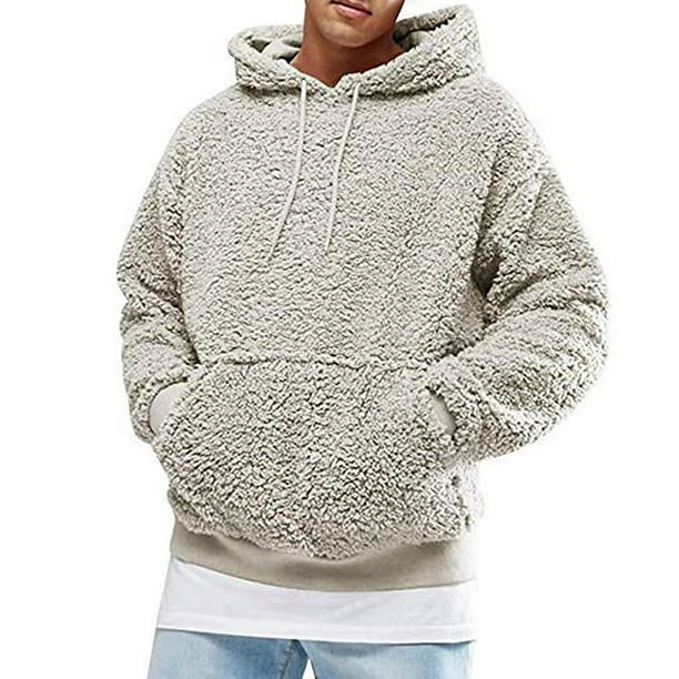 faux shearling hoodie mens