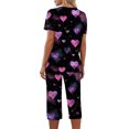 thumbnail image 6 of Valentines Day Women Pajama Set 2026 Lounge Heart Printed Plus Size Short Sleeve Top and Capri Pants Sleepwear, 6 of 7
