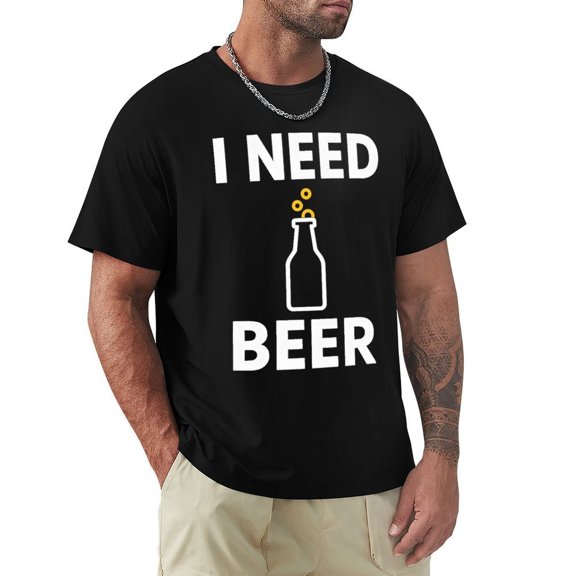 I Need Beer Mens Short Sleeve T-Shirts Graphic Crew Neck Casual Shirt Medium