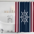 thumbnail image 4 of Navy Blue Red Stripe Waterproof Fabric Shower Curtain,Coastal Nautical Rudder Farmhouse Waterproof Fabric Shower Curtain for Bathroom Curtains Bathtubs Shower Curtains with 12 Hooks Stall 54x78in, 4 of 8