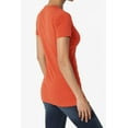 thumbnail image 4 of Women's & Juniors Basic Round Crew Neck Short Sleeve Stretch Cotton Spandex T-Shirts, 4 of 4
