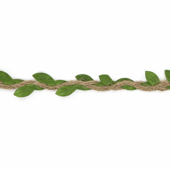 UNIQUE CREATIV, Ribbon, Green Leaf, Jute Cord, Die Cut, 25mm x 5.4m (1" x 18ft)