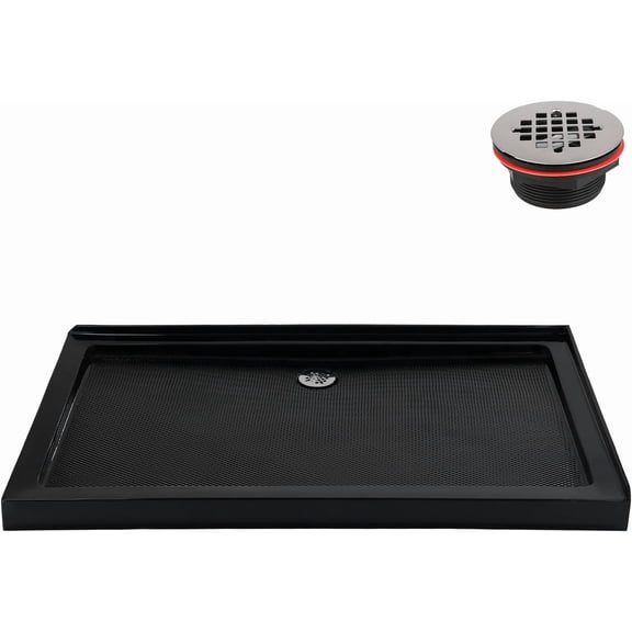 Streamline NT-2234-60BL-LF 60 in. x 36 in. Corner Acrylic Shower Base in Glossy Black with Centre Back Drain Included