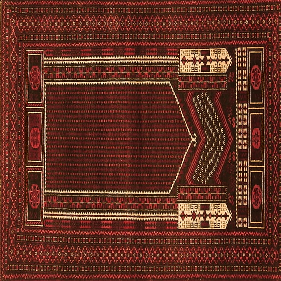Ahgly Company Indoor Square Persian Orange Traditional Area Rugs, 3' Square