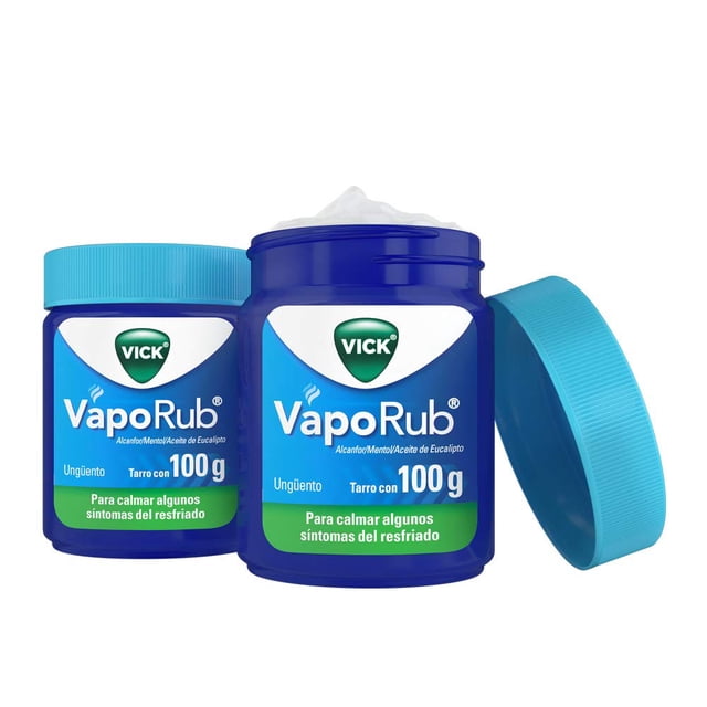 Vicks - Vick VapoRub - Pack Vaporub Ungüento, para Resfriado, con Aroma a Mentol, Eucalipto y Alcanfor, 100 gr c/u (Pack de 2) Vicks NA
