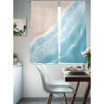 thumbnail image 4 of Summer Blue Beach Wave Sheer Curtains 2 Panels Set Coastal Nautical Watercolor Gradient Ocean Sheer Window Curtains Light Filtering Rod Pocket Voile Drapes for Bedroom Living Room 52"X72", 4 of 9