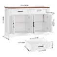 thumbnail image 3 of Homfa Buffet Cabinet with 2 Drawers and 4 Doors, Kitchen Sideboard Storage Cabinet, Farmhouse Coffee Bar Cabinet for Dining Room, White & Brown, 3 of 7
