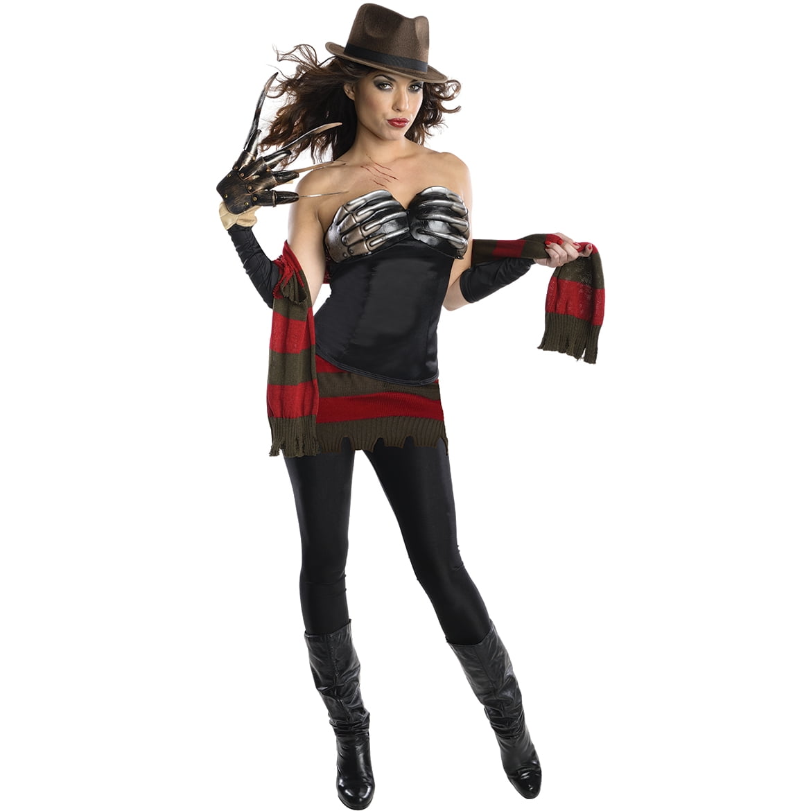 Freddy Freddie Burnt Man Halloween Fancy Dress Outfit Costume Jumper Glove 