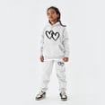 thumbnail image 2 of Heart Pattern Children's Middle And Large Children's Long Sleeved Letter Print Hooded Top Sweater Pants Set Size 8 Girls Clothes, 2 of 3