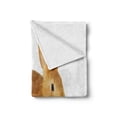 thumbnail image 2 of Bunny Soft Flannel Fleece Throw Blanket, Fluffy Rabbit Sitting on a White Background Friendly, Cozy Plush for Indoor and Outdoor Use, 50" x 60", Caramel Brown, by Ambesonne, 2 of 6