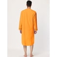 thumbnail image 4 of Camisón de algodón para hombre, camisón de manga larga, camisón Henley, ropa de dormir Naranja M, 4 of 5