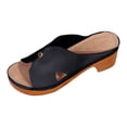 thumbnail image 4 of Rokment Orthopedic Mules Dressy Sandals for Women Ladies Summer Fashion Casual Leather Open Toe Platform Chunky Block High Heels Comfortable Arch Support Walking Dress Slip on Slides Black Size 7, 4 of 5