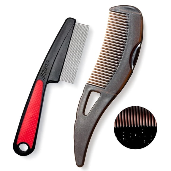 Dandruff Comb, Stainless Steel Fine Tooth Lice/Flea/Psoriasis Comb, Scalp Oil Buildup Removal Wide Hollow Tooth Button Hairbrush for Scalp Massage Care for Man Women and Kids