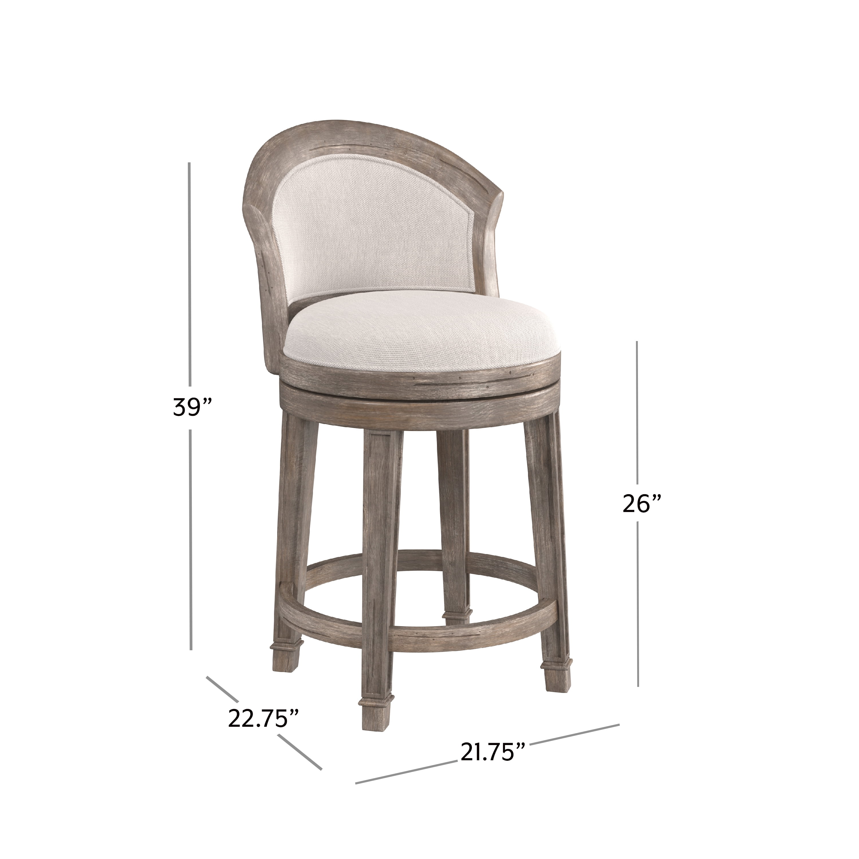 Hillsdale Furniture Monae Wood Upholstered Counter Height Swivel Stool, Distressed Dark Gray