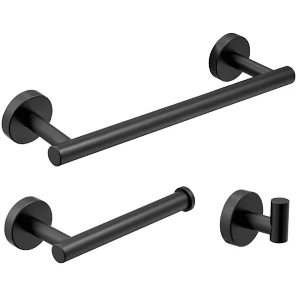Set of 3 bathroom accessories, 30 cm towel holder, toilet paper holder