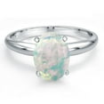 thumbnail image 3 of Gem Stone King PLAT-900 Platinum Simulated White Opal Engagement Ring for Women | 1.00 Cttw | Oval Cabochon 9X7MM | Gemstone October Birthstone | Size 9, 3 of 6