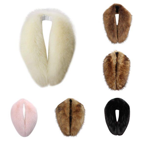 Xijirk Scarf with Thick Plush Fluffy Collar Design for Daily Outfit Winter Coat Matching Holiday Party Evening Wear Accessory,Beige,One Size
