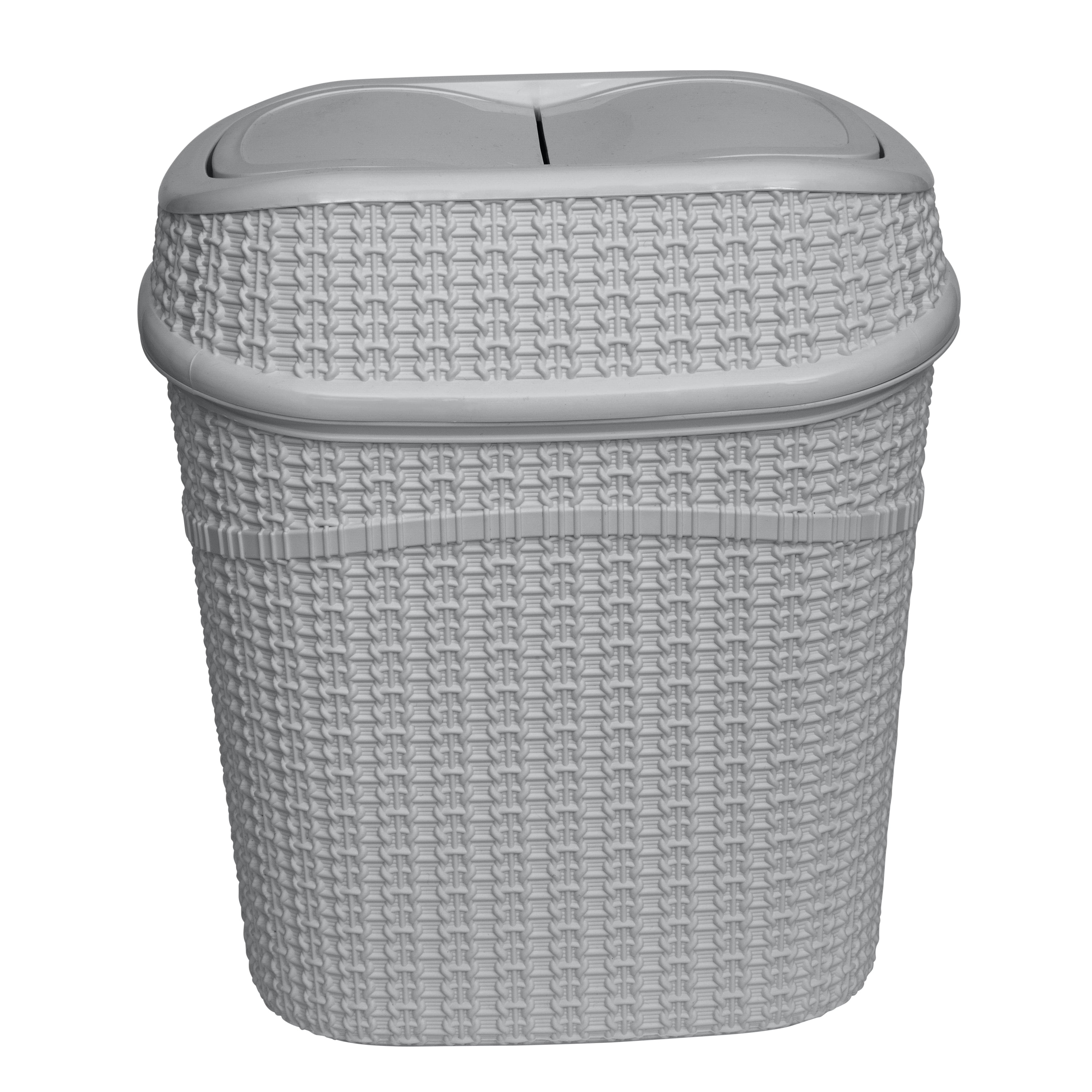 Bath Bliss 2.5 gal Sailor Knot Plastic Swing Top Bathroom Trash Can, Gray