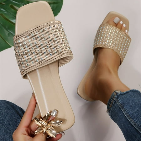 

〖Yilirongyumm〗 Beige 38 Slippers For Women Indoor Fashion Breathable Shoes Slippers Casual Leisure Flat Womens Outdoor Women s Slipper