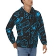 thumbnail image 4 of Zip Up Hoodies for Men - Blue Astronaut Space Doodles Long Sleeve Comfrt Men'S Fashion Hoodies & Sweatshirts, Jackets for Men Hoodies Pullover Clothing Clothes with Pouch, 4 of 5