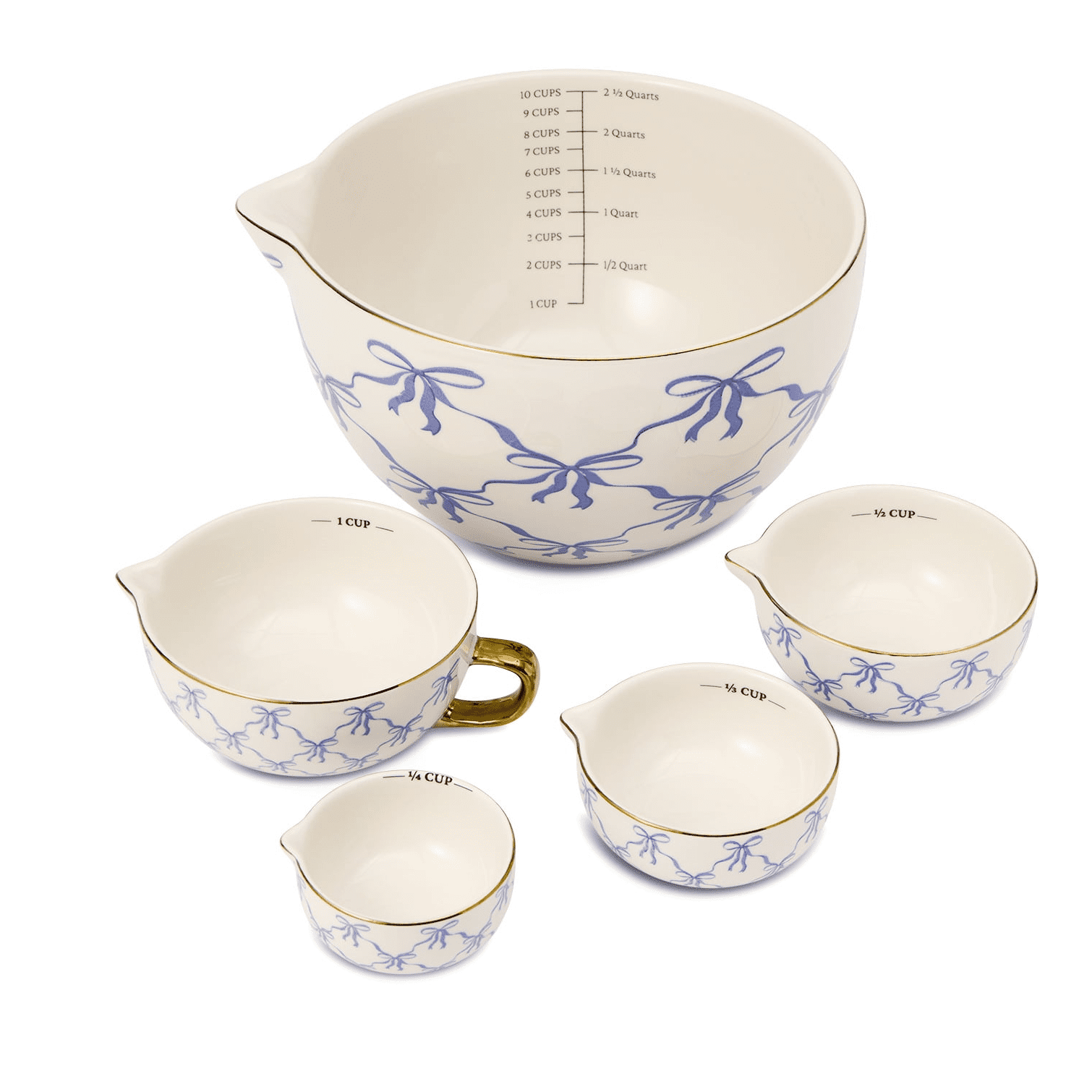 Thyme & Table 5-Piece Ceramic Mixing Bowl Set. Bows