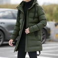 thumbnail image 2 of Men's Long Puffer Jacket Winter Warm Hooded Zip Up Quilted Padded Coat with Pockets Outdoor Outerwear, 2 of 4