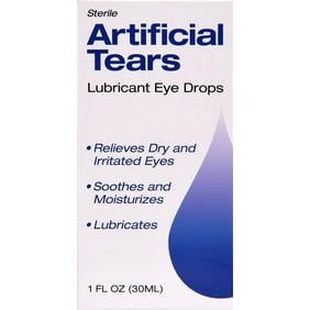 Artificial Tears Sterile Lubricant Eye Drops, For The Temporary Relief of Burning and Irritations due to Dry Eye, 1fl oz