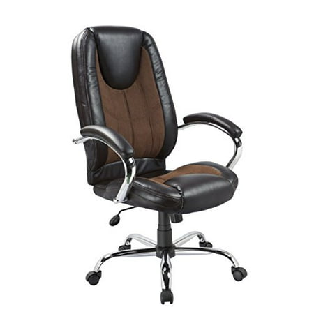 Office Factor Black Pu And Brown Microfiber With Contrast Stitching Office Factor Black Pu And Brown Microfiber With Contrast Stitching Ergonomic High Back Executive Managerial