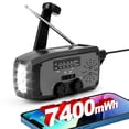thumbnail image 1 of Fovendi Emergency Hand Crank Radio with LED Flashlight, AM/FM NOAA Portable Weather Radio with 2000mAh Power Bank Phone Charger, USB Charged & Solar Power for Camping, 1 of 10