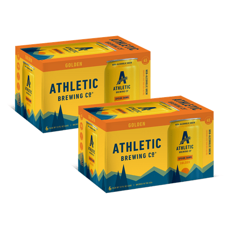 Athletic Brewing Company Upside Dawn Craft Golden Ale, Craft Non-Alcoholic Beer, Two 6 packs, 12 fl oz, <0.5% ABV