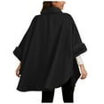 thumbnail image 3 of Ediodpoh Ladies Fashion Loose Plush Collar with Solid Color Windproof Cape Coat Elegant Outerwear Black, 3 of 7