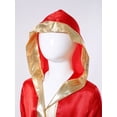thumbnail image 4 of iiniim Kids Boys Metallic Boxing Robe Boxing Hooded Satin Boxer Cloak with Belt Burgundy 12, 4 of 7