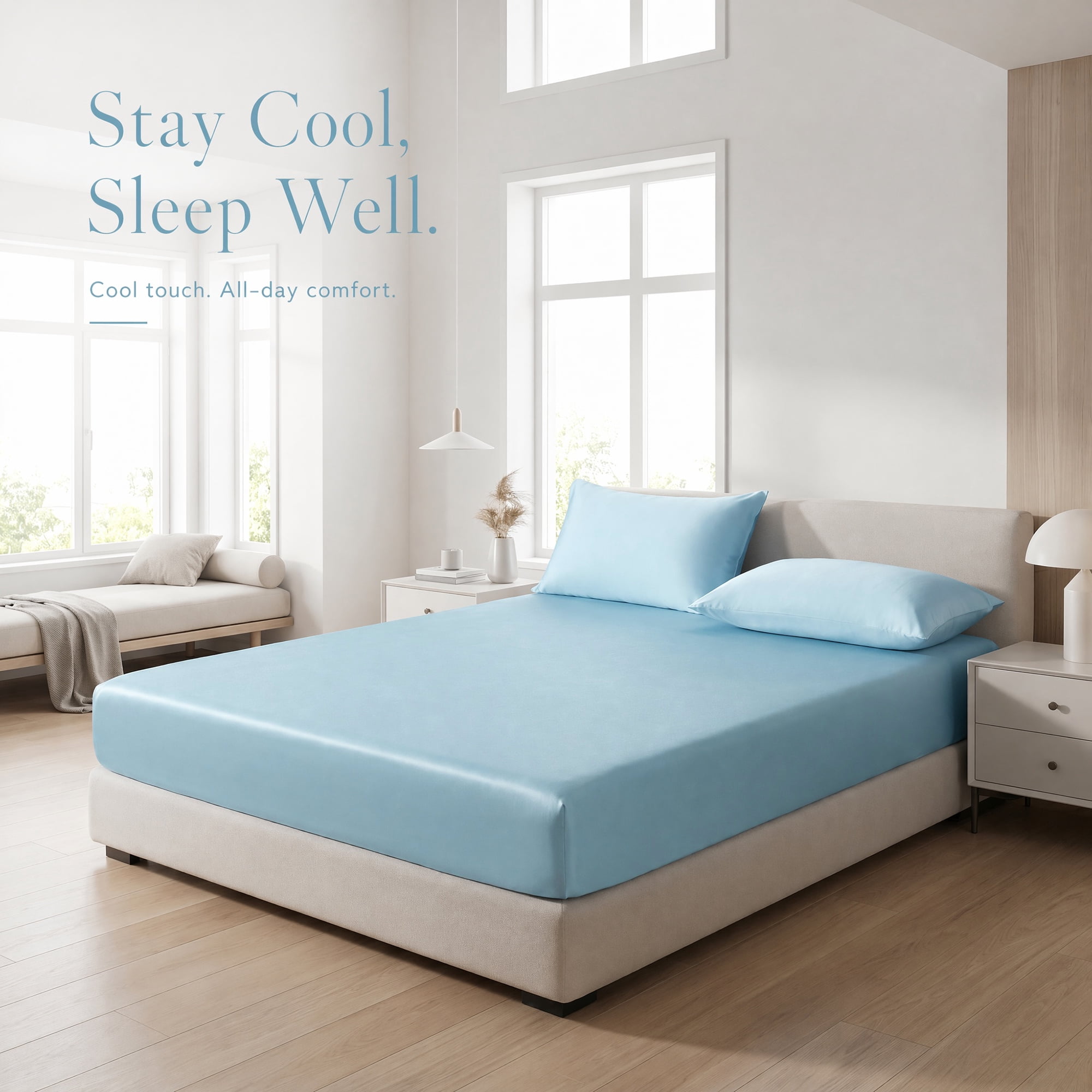 Unique Bargains Fitted Sheet Fiber Bed Sheets Breathable Soft 39.0"x74.8" Sky blue